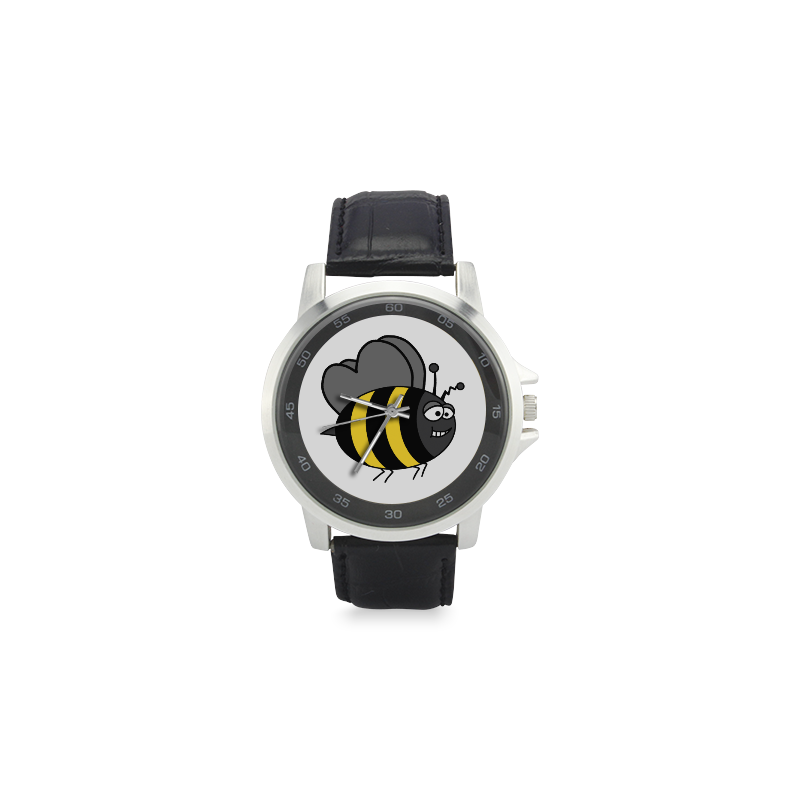 Crazy Bee Unisex Stainless Steel Leather Strap Watch(Model 202)