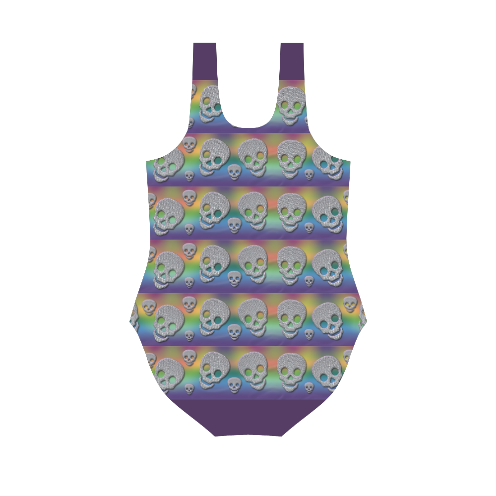 Skulls Multicolor Vest One Piece Swimsuit (Model S04)