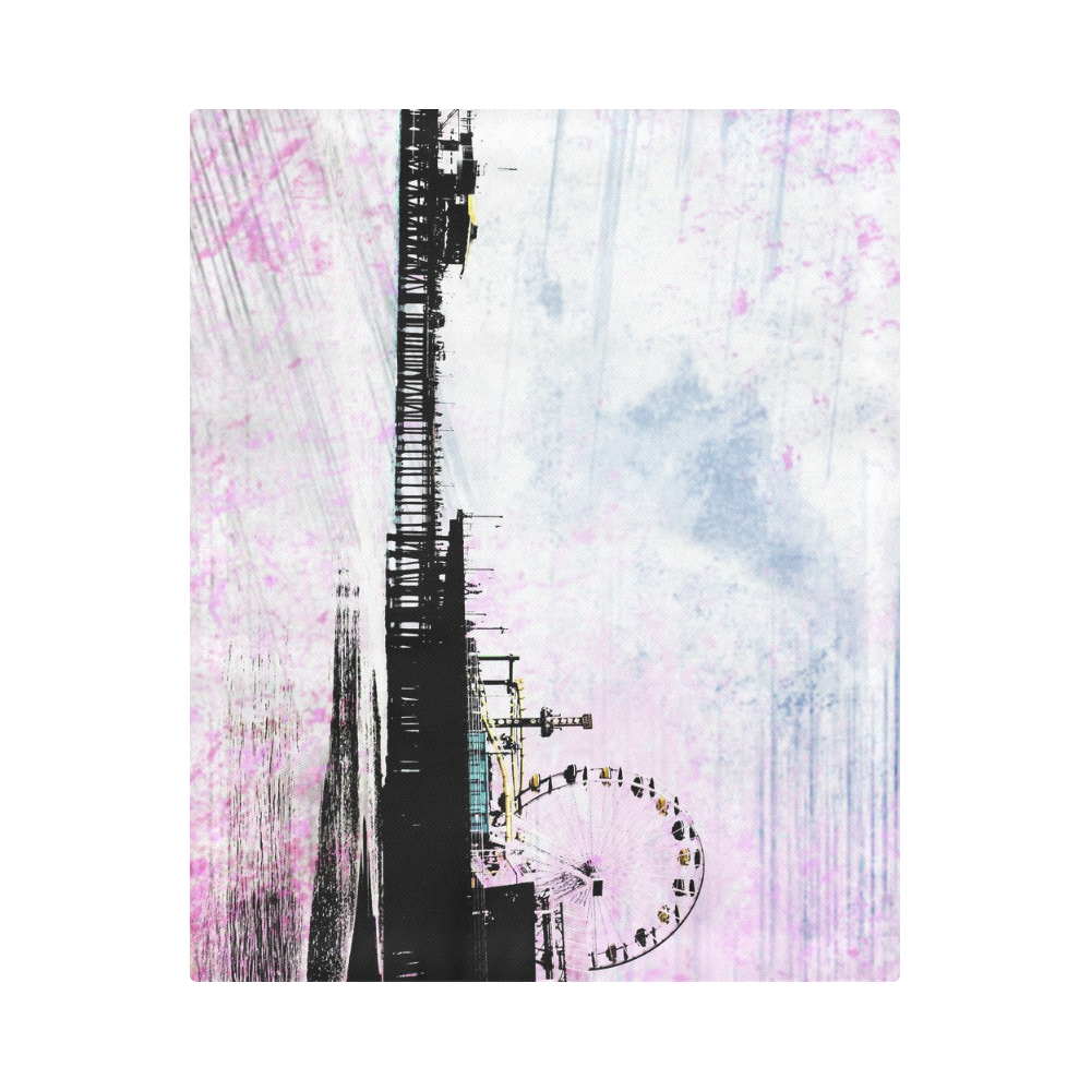 Pink Grunge Santa Monica Pier Duvet Cover 86"x70" ( All-over-print)