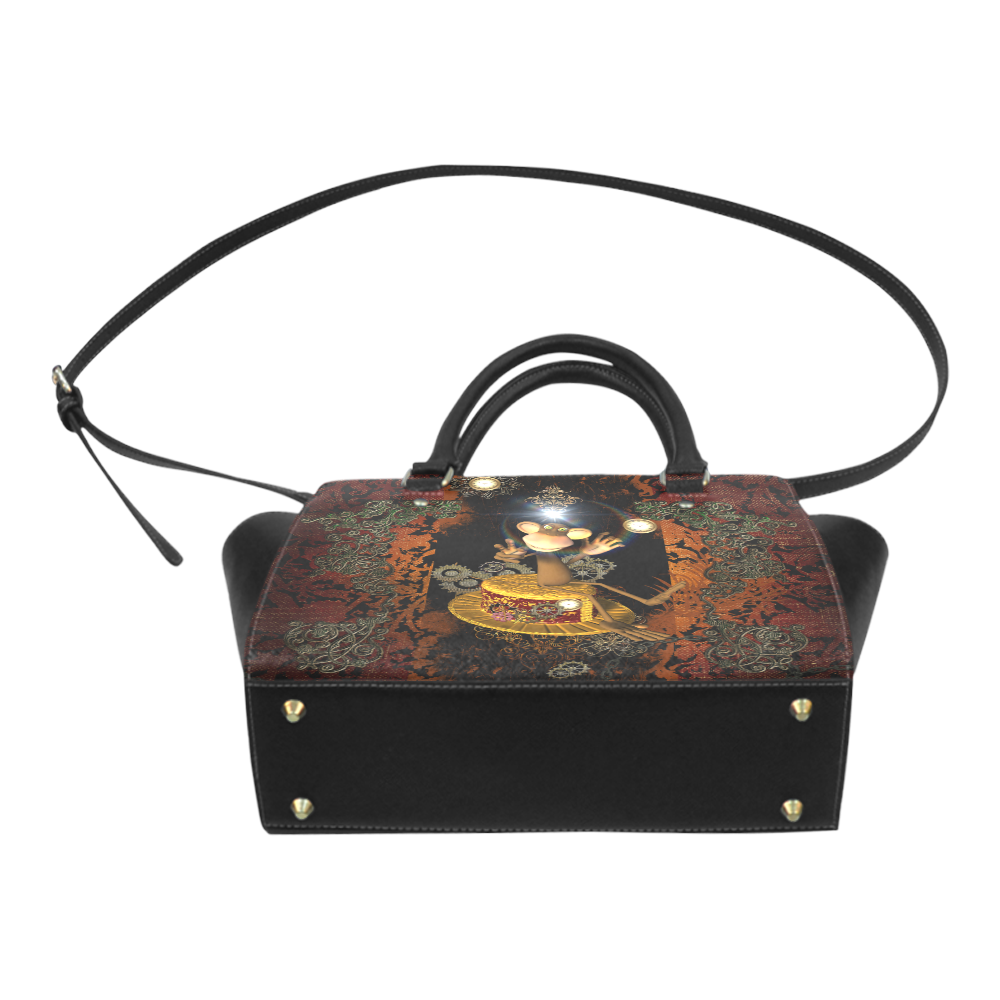 Steampunk, funny monkey Classic Shoulder Handbag (Model 1653)
