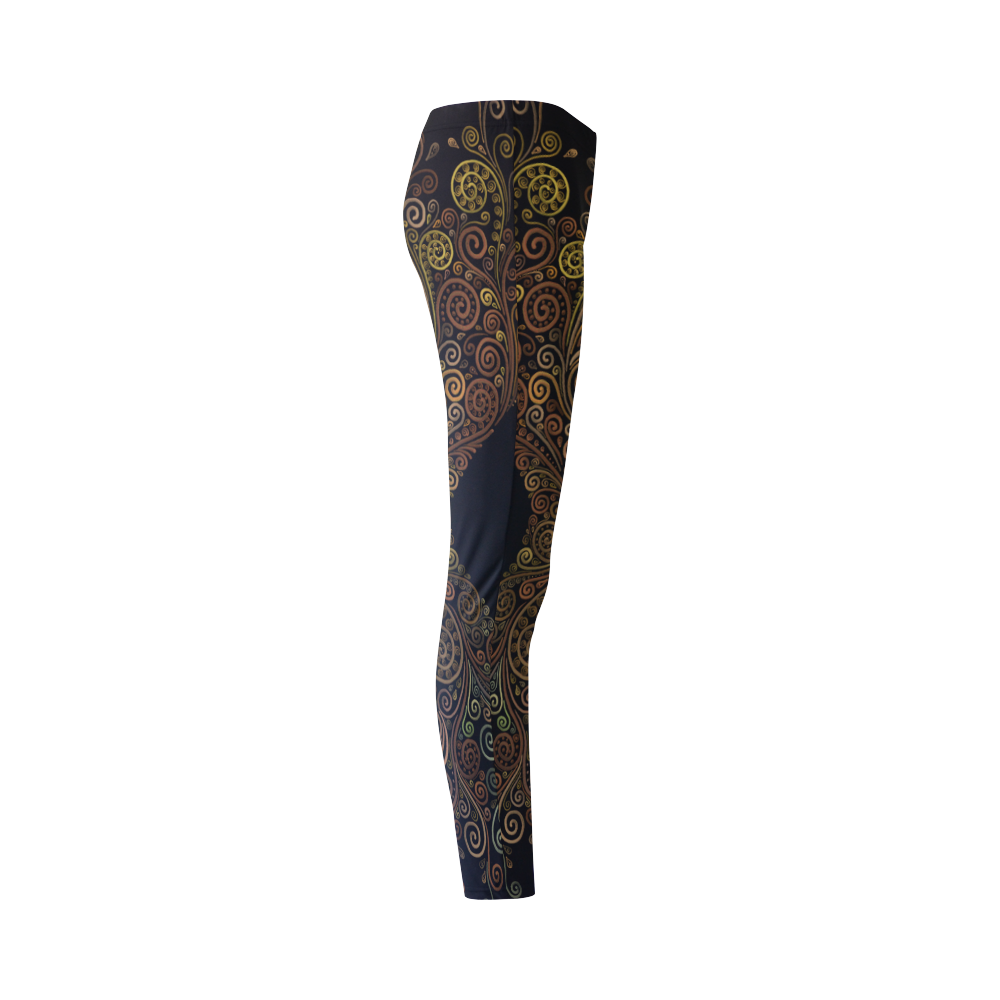 Psychedelic 3D gold Cassandra Women's Leggings (Model L01)