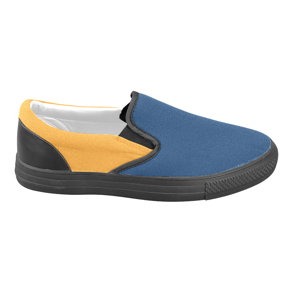 Radiant Yellow and Cool Black Women's Unusual Slip-on Canvas Shoes (Model 019)
