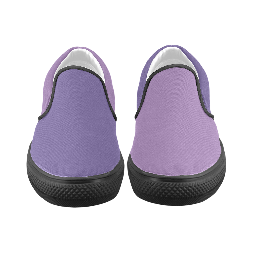 Ultra Violet and Amethyst Orchid Women's Unusual Slip-on Canvas Shoes (Model 019)