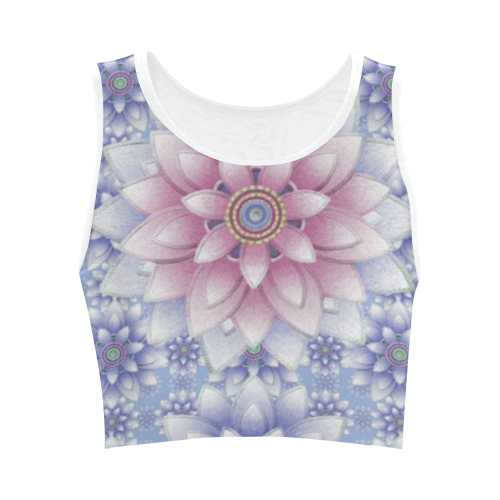 ornaments pink and blue Women's Crop Top (Model T42)