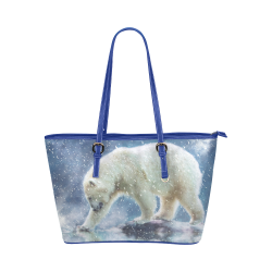 A polar bear at the water Leather Tote Bag/Small (Model 1651)