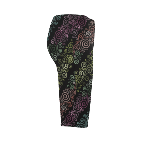 Psychedelic, pastel rainbow Hestia Cropped Leggings (Model L03)