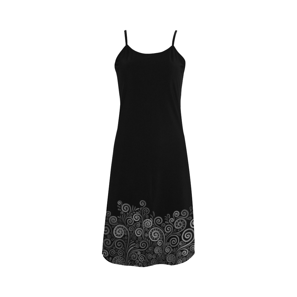 Black,White Rose Alcestis Slip Dress (Model D05)
