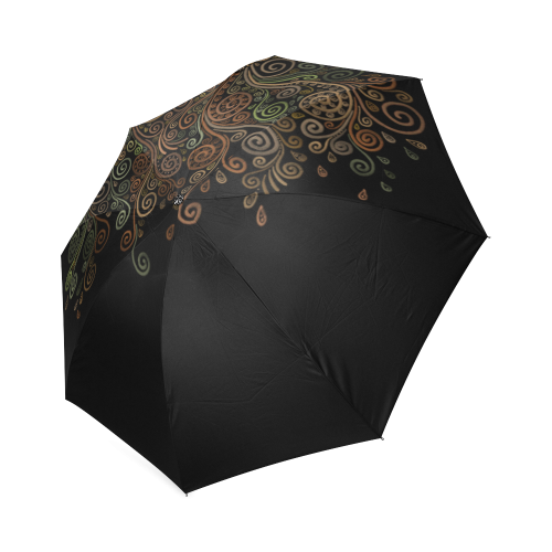 Psychedelic, gold on black Foldable Umbrella (Model U01)