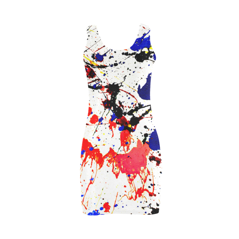 Blue & Red Paint Splatter Medea Vest Dress (Model D06)