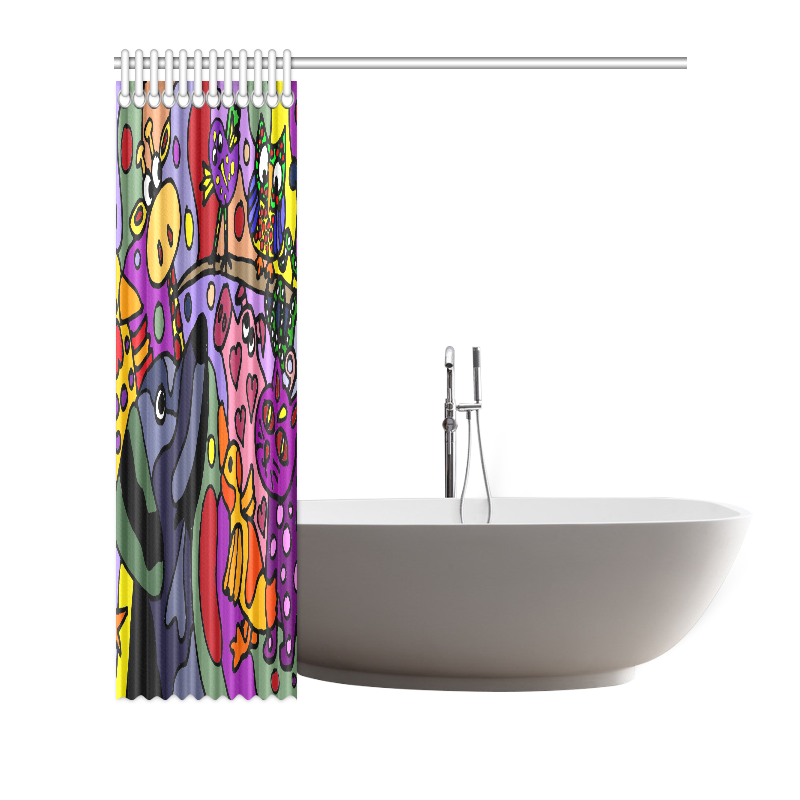 Funny Funky Animals Abstract Shower Curtain 72"x72"