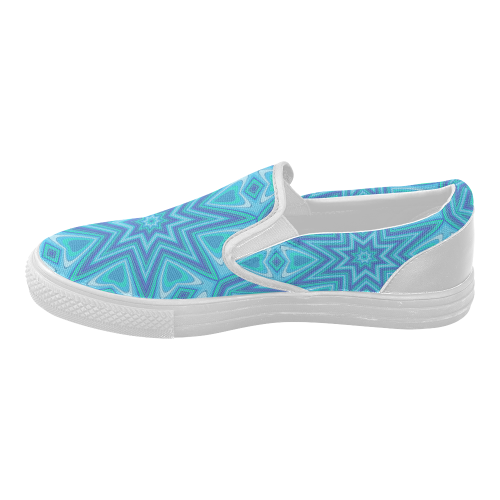Aqua and Purple Hearts and Starburst Women's Slip-on Canvas Shoes ...