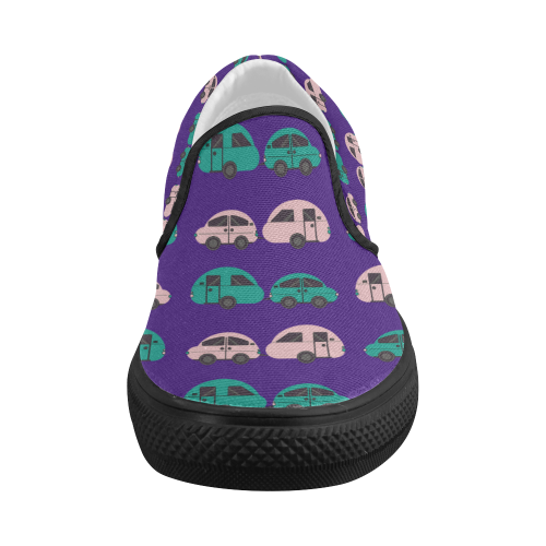 Car and Caravan Women's Slip-on Canvas Shoes (Model 019)
