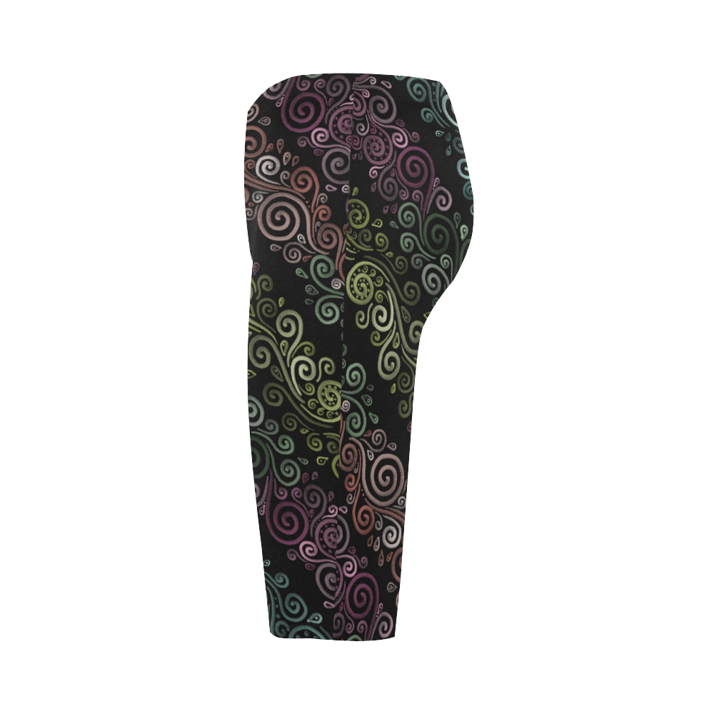 Psychedelic pastel, rainbow Hestia Cropped Leggings (Model L03)