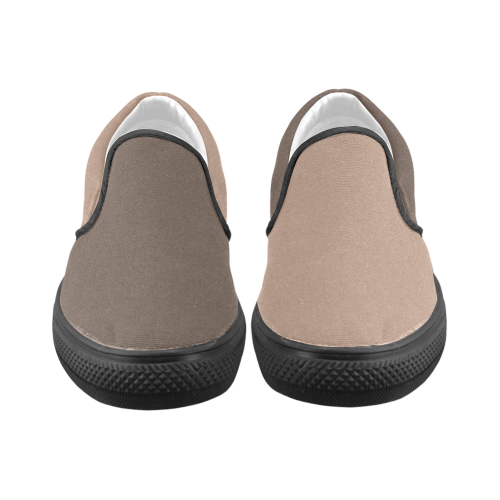 Cafe au Lait and Carafe Brown Women's Unusual Slip-on Canvas Shoes (Model 019)