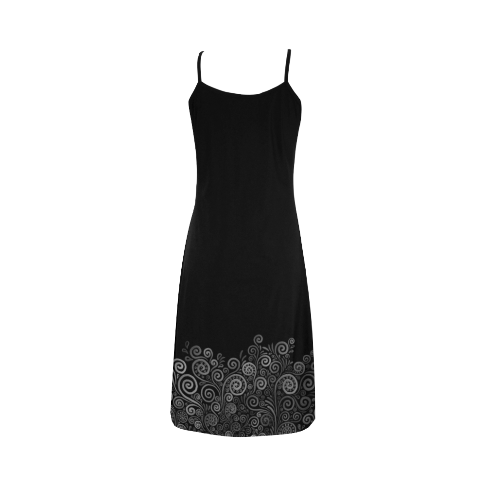 Black,White Rose Alcestis Slip Dress (Model D05)