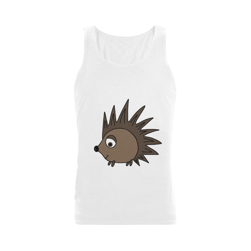 Cute Cartoon Hedgehog Plus-size Men's Shoulder-Free Tank Top (Model T33)