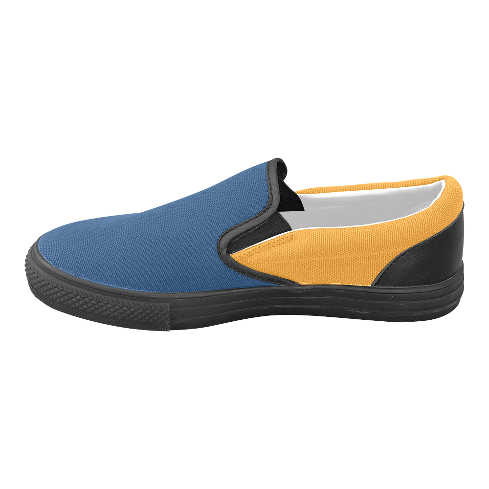 Radiant Yellow and Cool Black Women's Unusual Slip-on Canvas Shoes (Model 019)