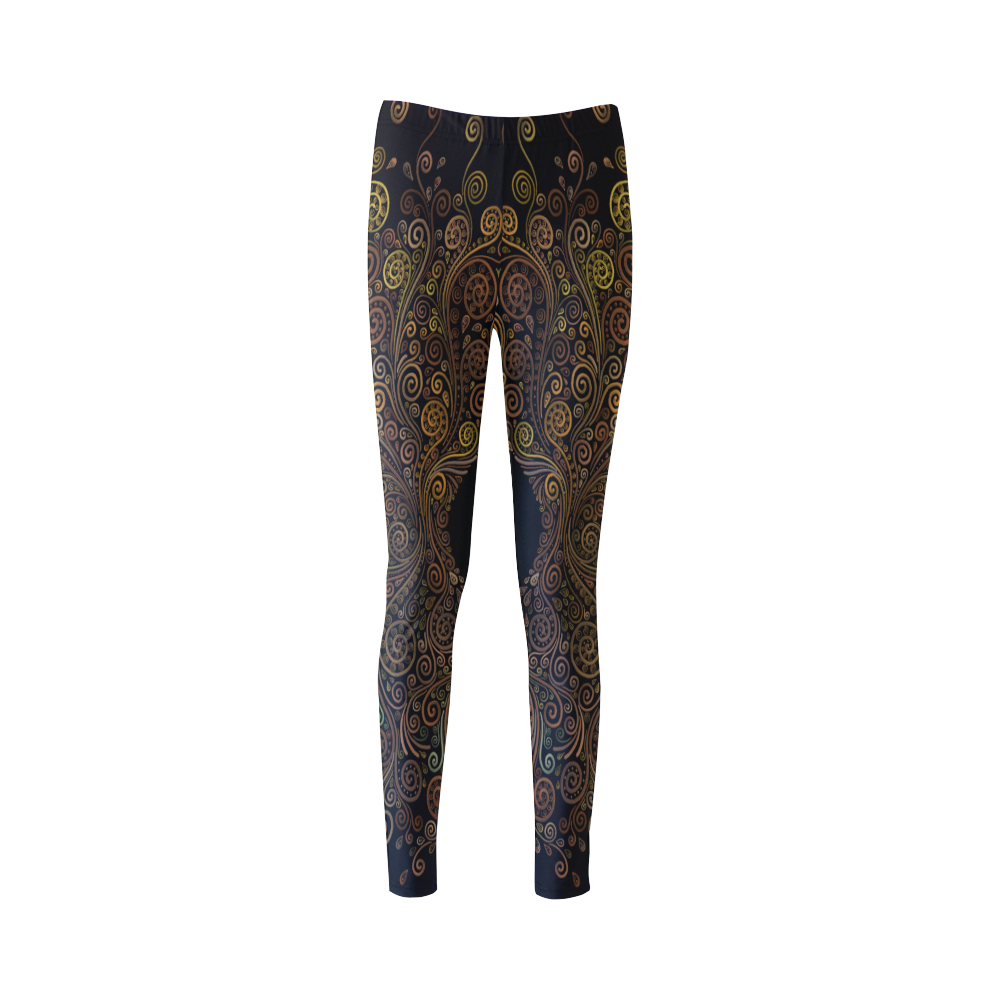 Psychedelic 3D gold Cassandra Women's Leggings (Model L01)