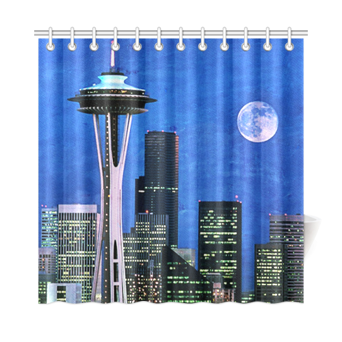 Seattle Space Needle Watercolor Shower Curtain 72"x72"