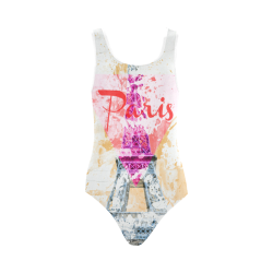 paris and Eiffel Tower Vest One Piece Swimsuit (Model S04)