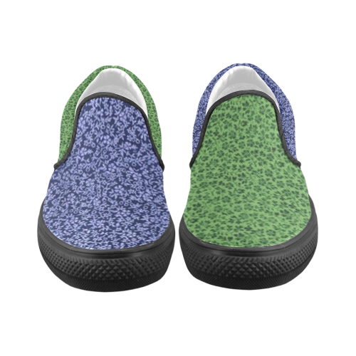 Vintage Flowers Green and Blue Women's Unusual Slip-on Canvas Shoes (Model 019)