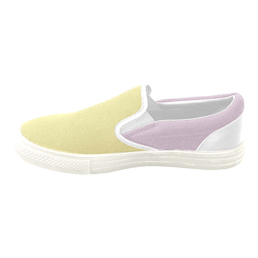 Custard and Winsome Orchid Women's Unusual Slip-on Canvas Shoes (Model 019)
