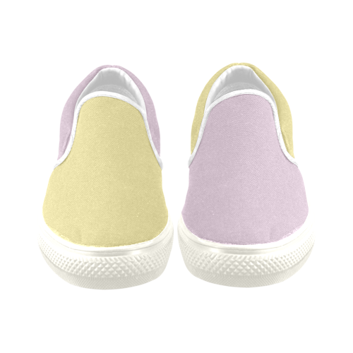 Custard and Winsome Orchid Women's Unusual Slip-on Canvas Shoes (Model 019)