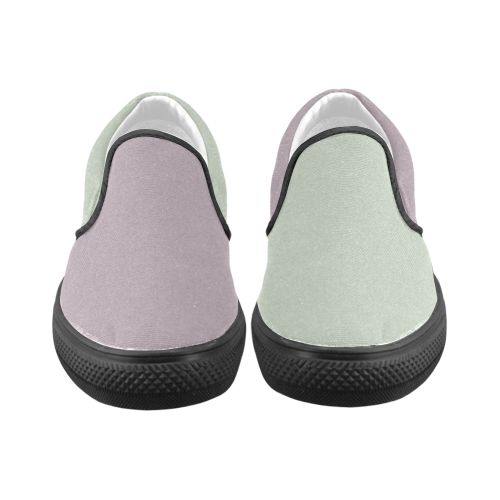 Sea Fog and Sea Foam Women's Unusual Slip-on Canvas Shoes (Model 019)