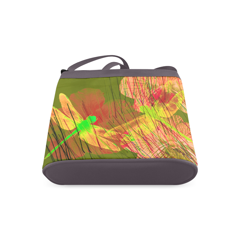Dragonflies & Flowers Summer Q Crossbody Bags (Model 1613)