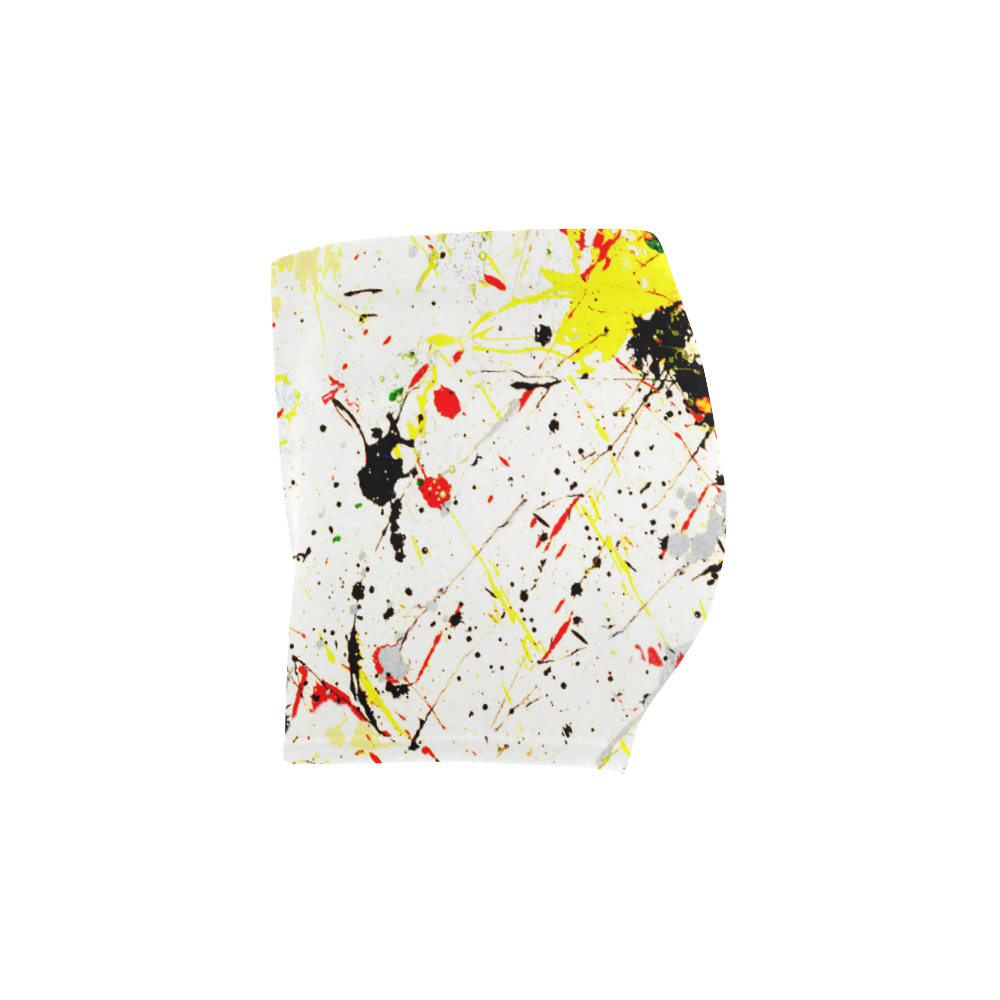 Yellow & Black Paint Splatter Briseis Skinny Shorts (Model L04)