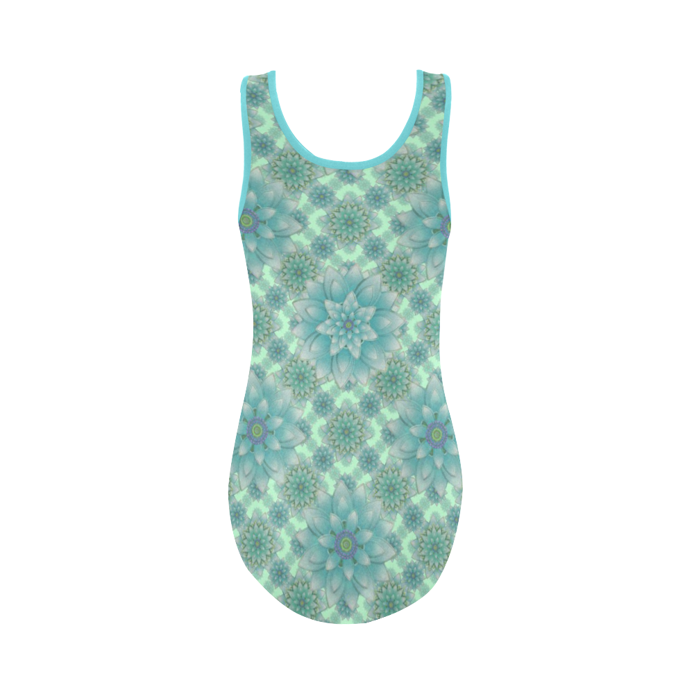 Turquoise, Happiness Vest One Piece Swimsuit (Model S04)