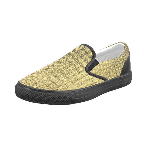 Gold Texture Luxury Men's Slip-on Canvas Shoes (Model 019)