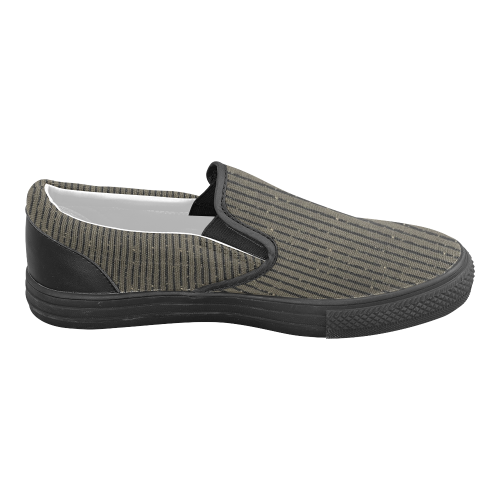 Sepia Stripe Men's Unusual Slip-on Canvas Shoes (Model 019)