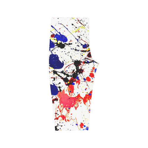 Blue & Red Paint Splatter Hestia Cropped Leggings (Model L03)