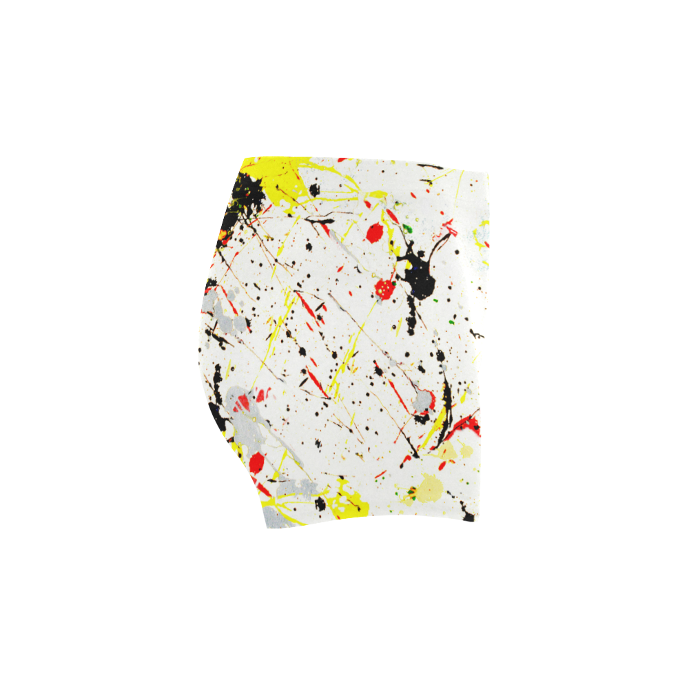 Yellow & Black Paint Splatter Briseis Skinny Shorts (Model L04)