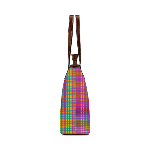 Rainbow Tartan Shoulder Tote Bag (Model 1646)