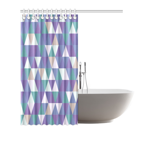 Purple Green Beige Abstract Triangles Shower Curtain 72"x72"
