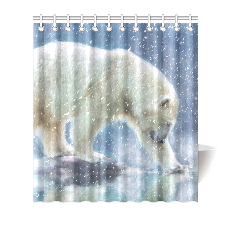 A polar bear at the water Shower Curtain 66"x72"