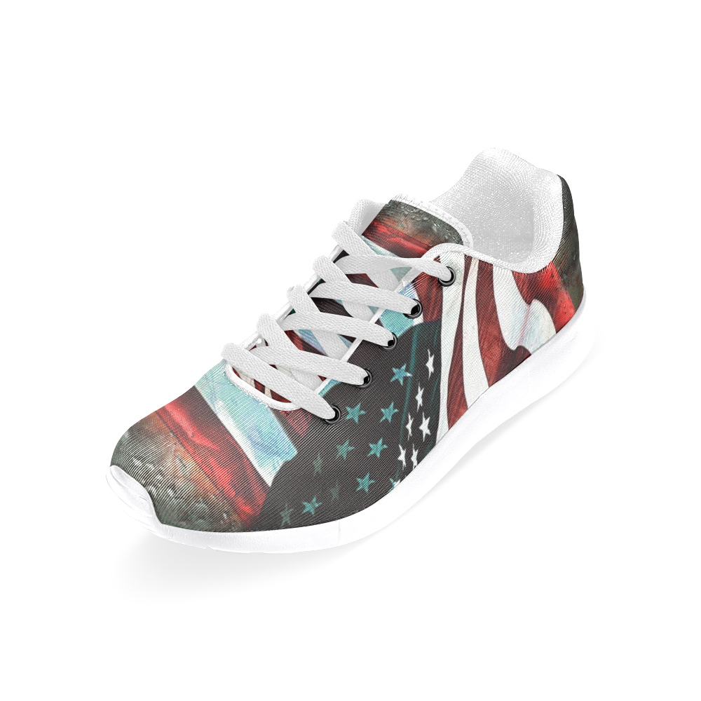 A abstract waving usa flag Women’s Running Shoes (Model 020)