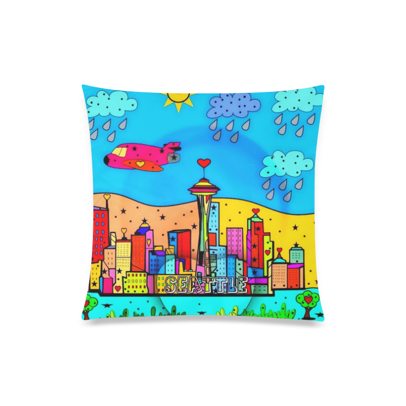 Seattle by Nico Bielow Custom Zippered Pillow Case 20"x20"(Twin Sides)