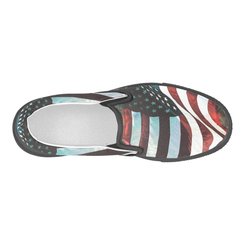 A abstract waving usa flag Men's Slip-on Canvas Shoes (Model 019)