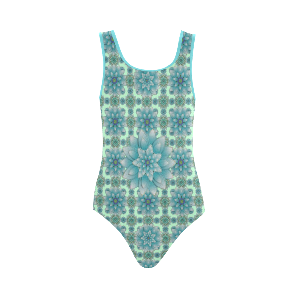 Happiness, Turquoise Vest One Piece Swimsuit (Model S04)