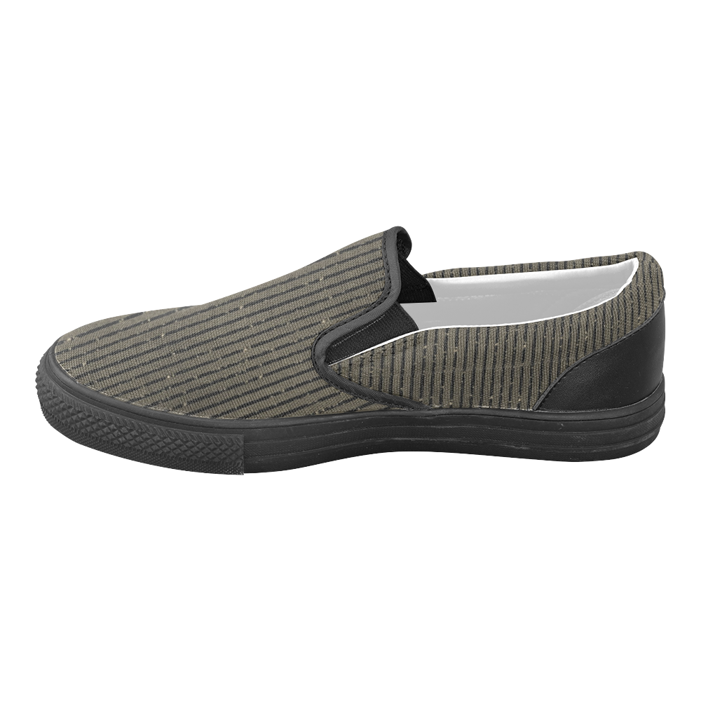 Sepia Stripe Men's Unusual Slip-on Canvas Shoes (Model 019)