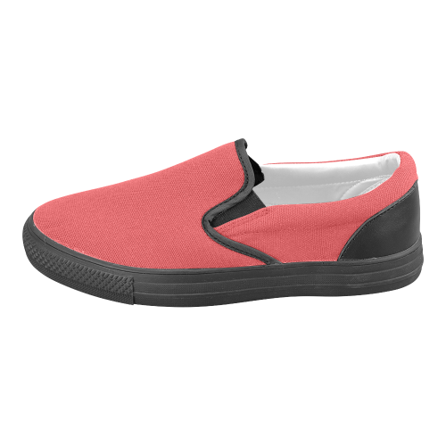 Poppy Red Men's Unusual Slip-on Canvas Shoes (Model 019)