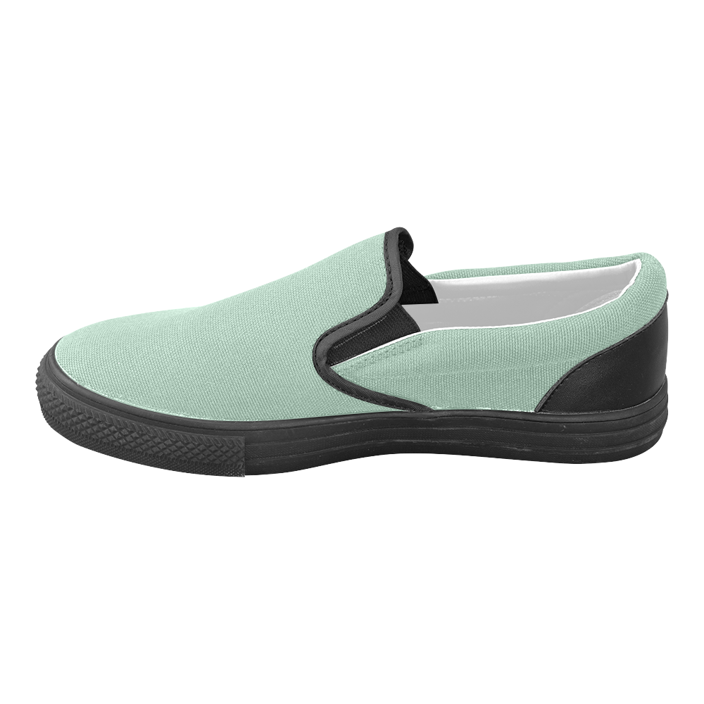 Grayed Jade Men's Unusual Slip-on Canvas Shoes (Model 019)