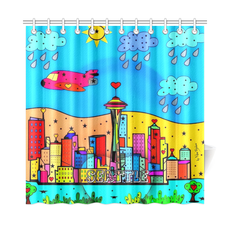 Seattle by Nico Bielow Shower Curtain 72"x72"