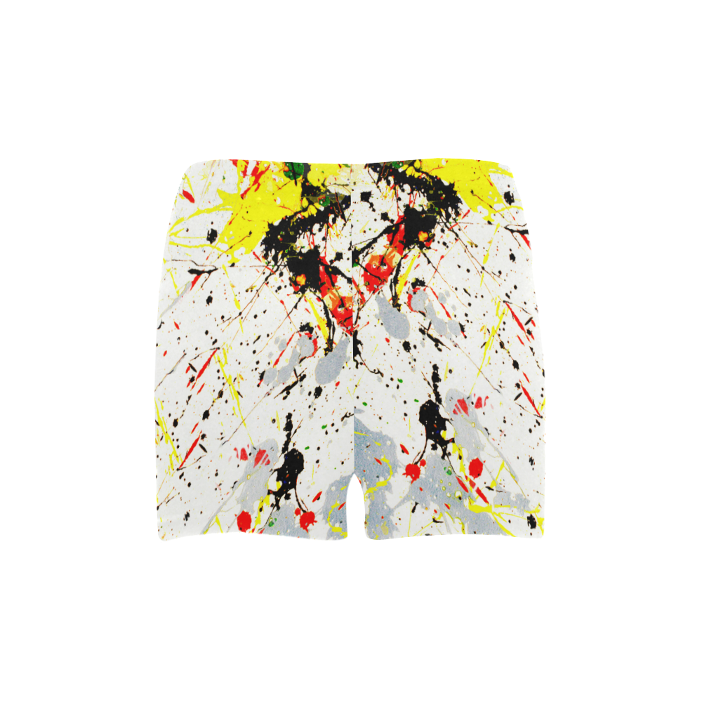 Yellow & Black Paint Splatter Briseis Skinny Shorts (Model L04)