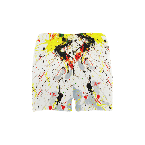 Yellow & Black Paint Splatter Briseis Skinny Shorts (Model L04)