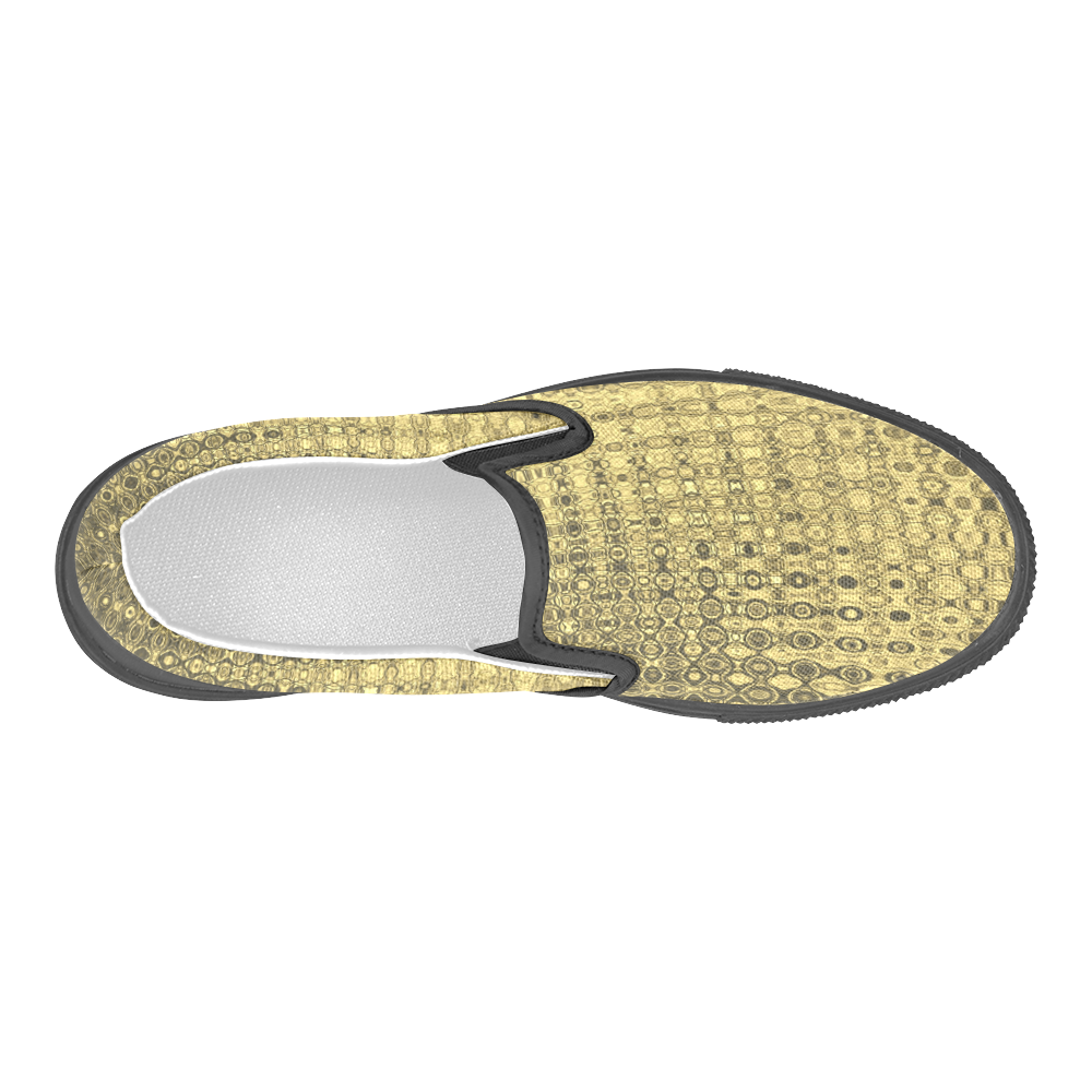 Gold Texture Luxury Men's Slip-on Canvas Shoes (Model 019)