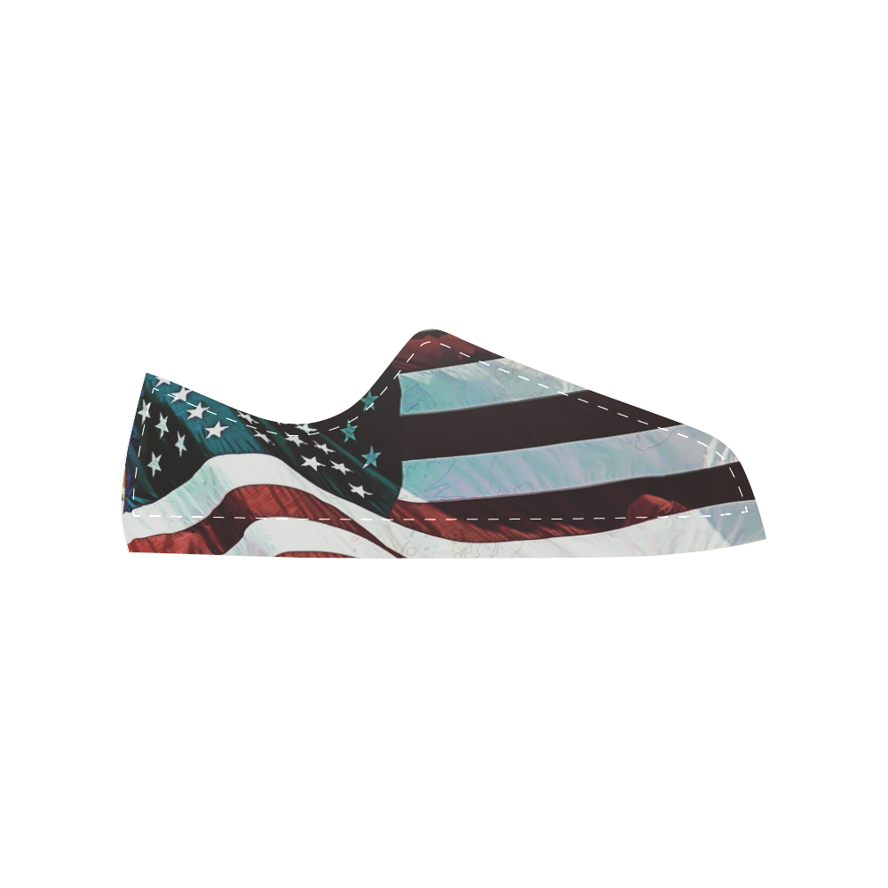A abstract waving usa flag Women's Classic Canvas Shoes (Model 018)